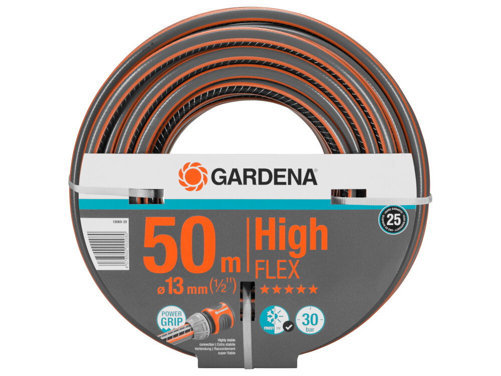 Wąż ogrodowy spiralny GARDENA Comfort HighFlex 1-2 cala 50 m 18069-20 zestaw