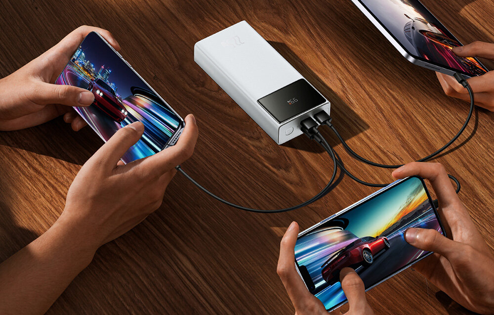 Powerbank BASEUS Star-Lord 20000mAh ładowanie podróż szybkie ładowanie rozwiązania inteligentne kompatybilność urządzenia bezpieczeńśtwo konstrukcja opakowanie