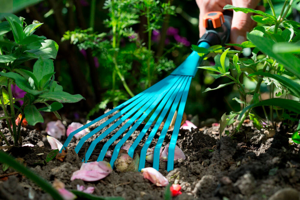 Grabki ogrodowe GARDENA 8919-20 szerokość 12 cm 9 zębów grabienie uniwersalne grabki dla ogrodnikow