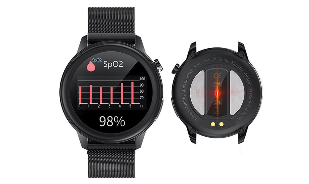Smartwatch MAXCOM FW46 Xenon wyświetlacz dopasowanie tarcza zdrowie saturacja krwi ciśnienie krwi sen monitoring oddech cykl menstruacyjny powiadomienia wiadomości alarmy jakość tryby sportowe długa praca