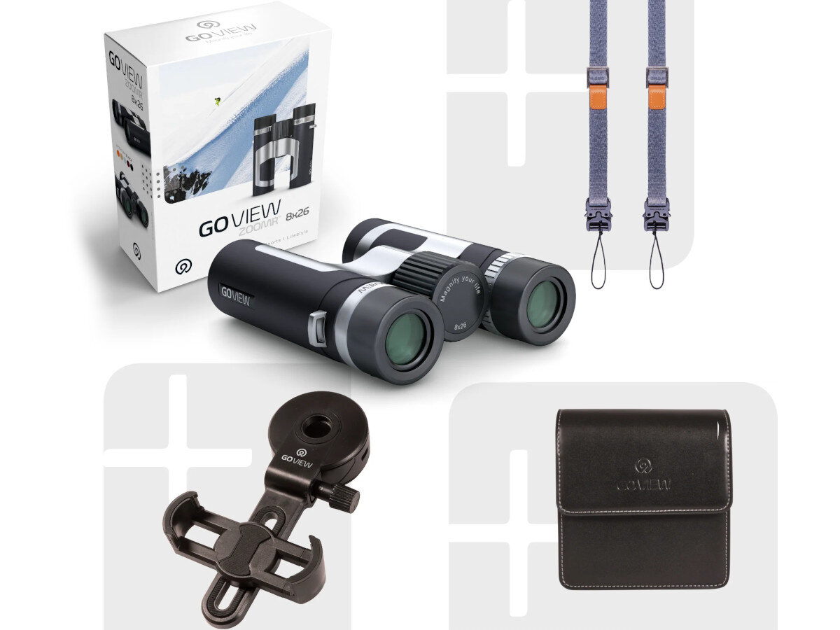 Lornetka GOVIEW Zoomr 8x26 Czarny opakowanie zestaw zawartość akcesoria