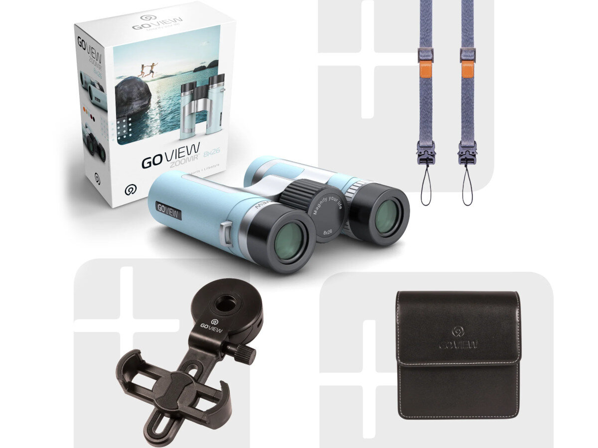 Lornetka GOVIEW Zoomr 8x26 Niebieski opakowanie zestaw zawartość akcesoria