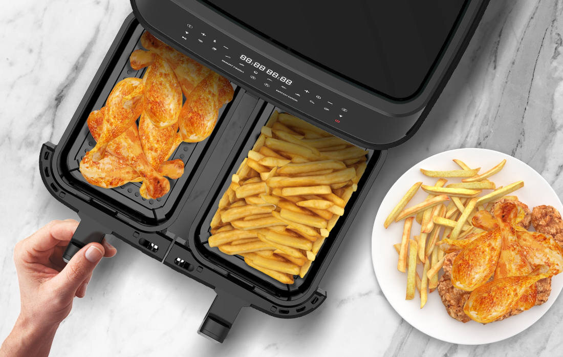 Frytkownica beztłuszczowa TURBOTRONIC TT-DAF6W Turkusowy bezpieczne uzytkowanie niegrzewajace sie uchwyty