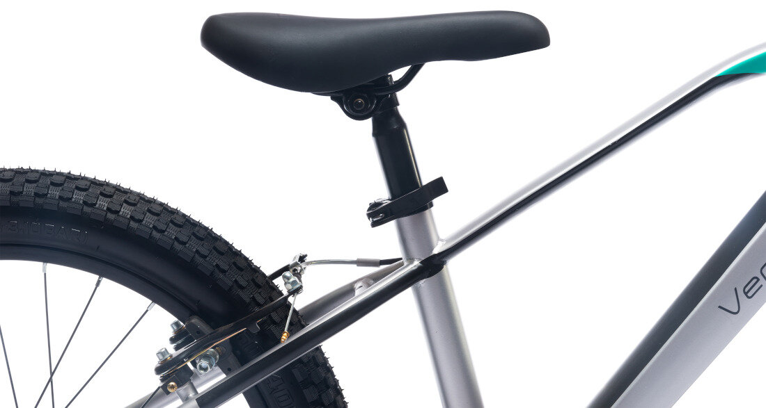 Rower dzieciecy SUN BABY Verdant 20 cali Srebrno-turkusowy wysoka jakosc materialy czesci parametry stalowa rama wytrzymalosc hamulce typu V-Brake gumowe antyposlizgowe raczki pewny chwyt opony szerokie siodelko komfort