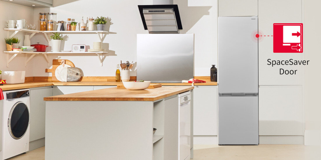 Lodowka SHARP SJ-BB05DTXWF-EU 181cm Biala design wyglad funkcjonalna Technologia SpaceSaverDoor