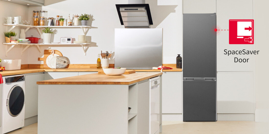 Lodowka SHARP SJ-BB05DTXLF-EU 181cm Inox design wyglad funkcjonalna Technologia SpaceSaverDoor