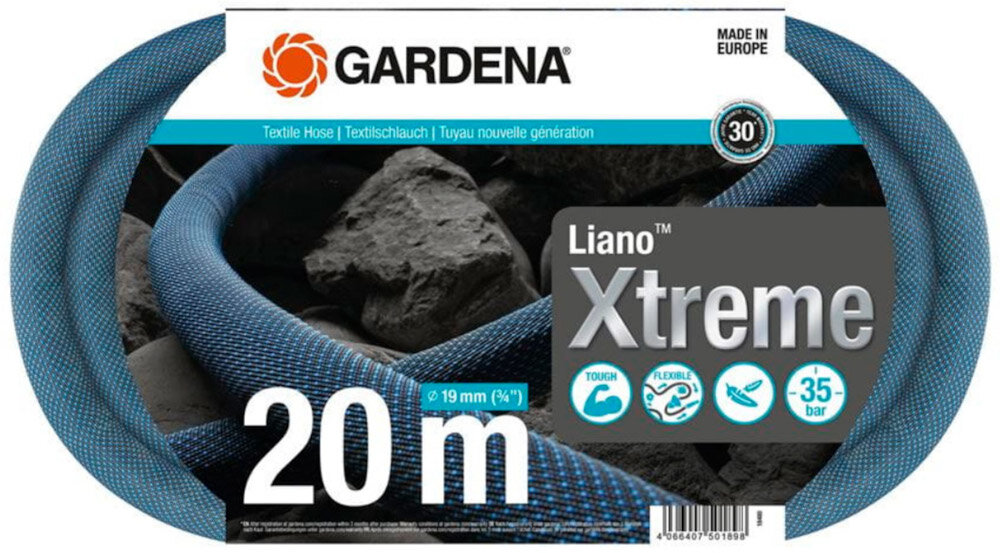 Wąż ogrodowy tekstylny GARDENA Liano Xtreme 3/4 cala 20 m 18480-20 zestaw szybkozlacza dokumentacja