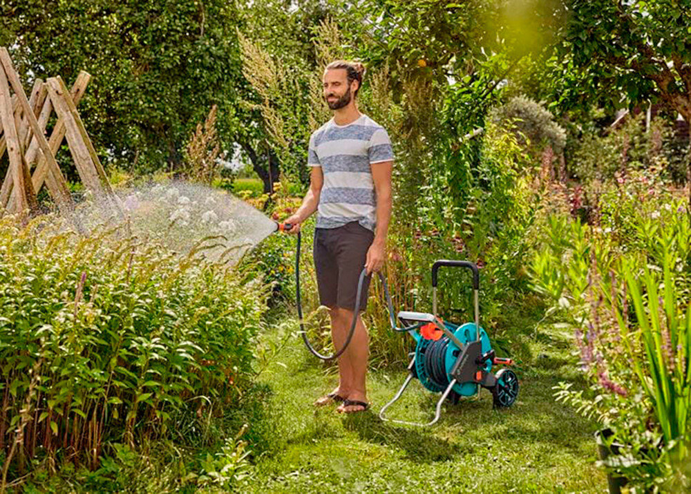 Wąż ogrodowy tekstylny GARDENA Liano Life zestaw 1-2 cala 25 m 18455-20 higiena wydajnosc specjalna konstrukcja wnetrza zapobiega osadzaniu sie glonow czysta woda bezpieczna dla roslin