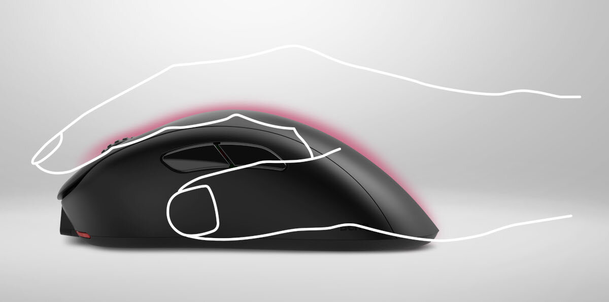 Mysz ZOWIE EC2-CW kształt zakrzywienie pozycja konstrukcja