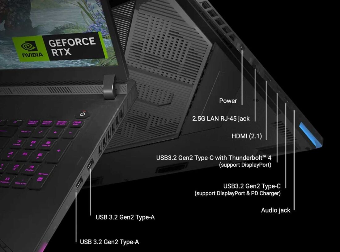 Laptop ASUS ROG Strix SCAR 16 - HDMI 2.1 USB Type-C Thunderbolt 4 