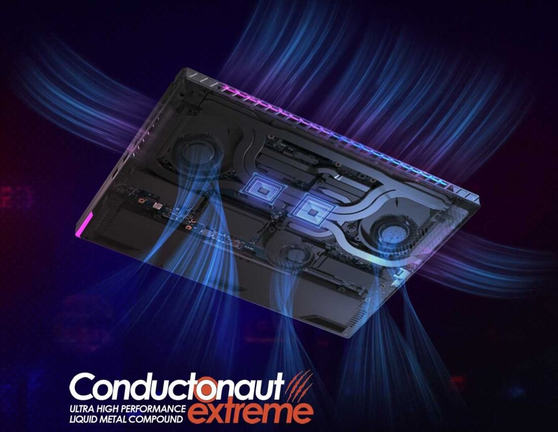 Laptop ASUS ROG Strix SCAR 16 - Inteligentny system chłodzenia ciekły metal Conductonaut Extreme