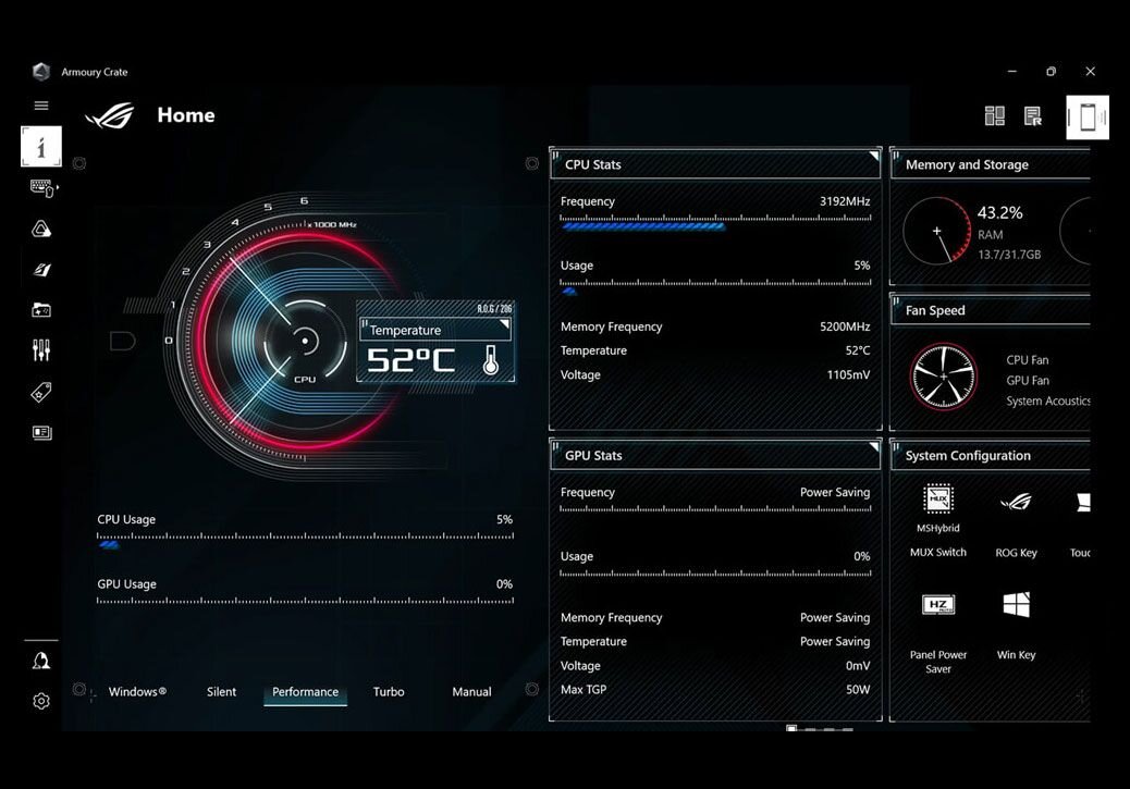 Laptop ASUS ROG Flow X16 GV601V - Armoury Crate