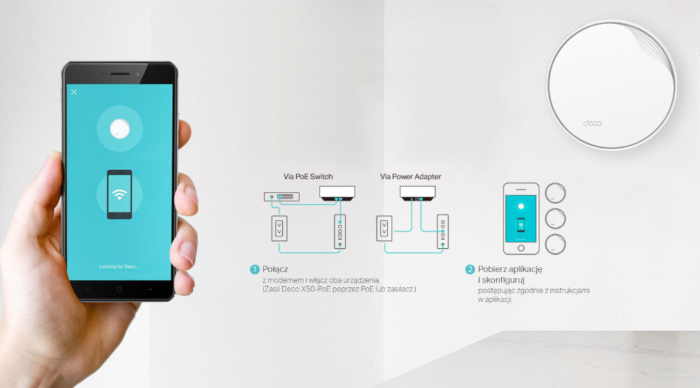 Router TP-LINK Deco X50-PoE aplikacji TP-Link Deco solidną niezawodną siecią WiFi