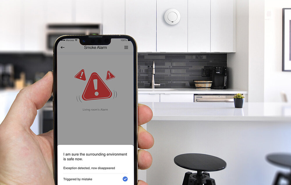 Czujnik dymu MEROSS GS559AH aplikacja Meross Apple Home kontrolować do 16 urządzeń wyzwalacze do zarządzania na bieżąco otrzymywać alerty o zagrożeniu SmartThings Apple HomeKit