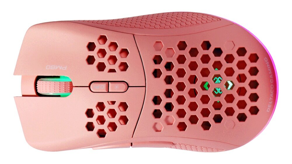 Mysz DELTACO Gam-120 RGB Mysz lekkość przewodowa bezprzewodowa podświetlenie działanie konstrukcja przyciski konfiguralne sensor optyczny połączenie rozgrywka komfort
