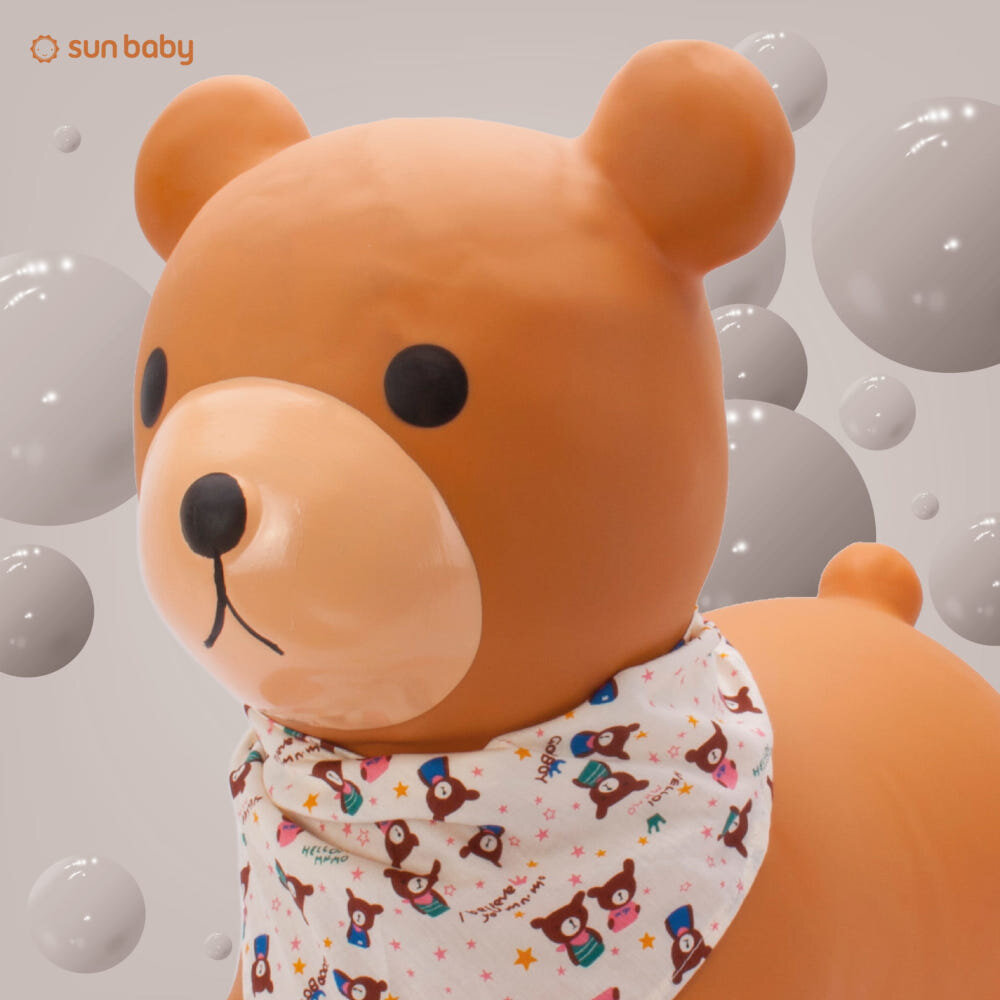 Skoczek SUN BABY Teddy J06.039.0.1 z przyjemnej w dotyku matowej gumy bezpieczenstwo latwe czyszczenie certyfikaty: EN71-1, EN71-2, EN71,3
