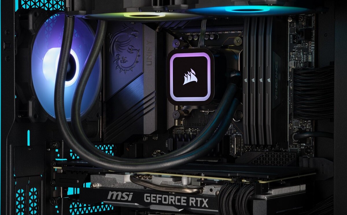 Chłodzenie wodne CORSAIR iCUE Elite RGB podświetlenie RGB Skuteczna cicha praca Wysoka wydajność Wbudowane diody LED Wysoka jakość