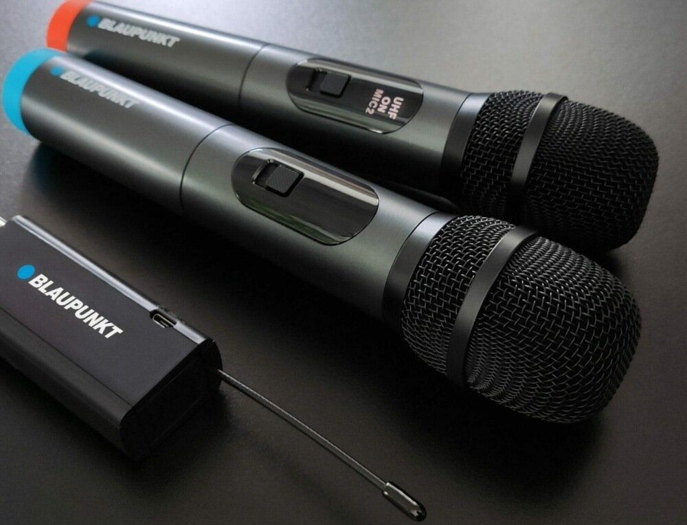 Mikrofon BLAUPUNKT WM60UDB konfiguracja UHF kanały złącze jack karaoke domowa rozrywka imprezy eventy
