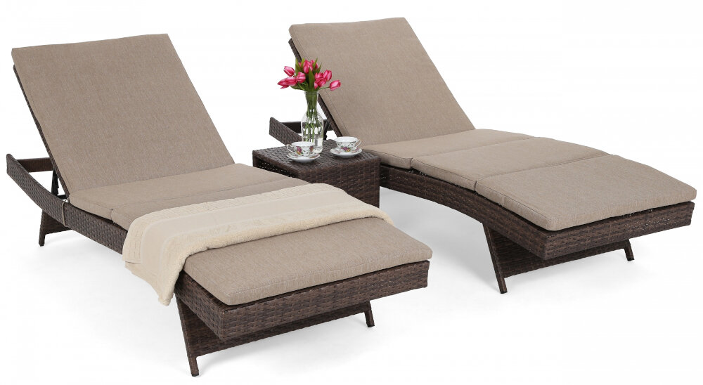 Zestaw mebli ogrodowych HOME & GARDEN Bora Bora 493571 Brązowy strefa relaks w ogrodzie dwa leżaki stolik w ponadczasowym stylu