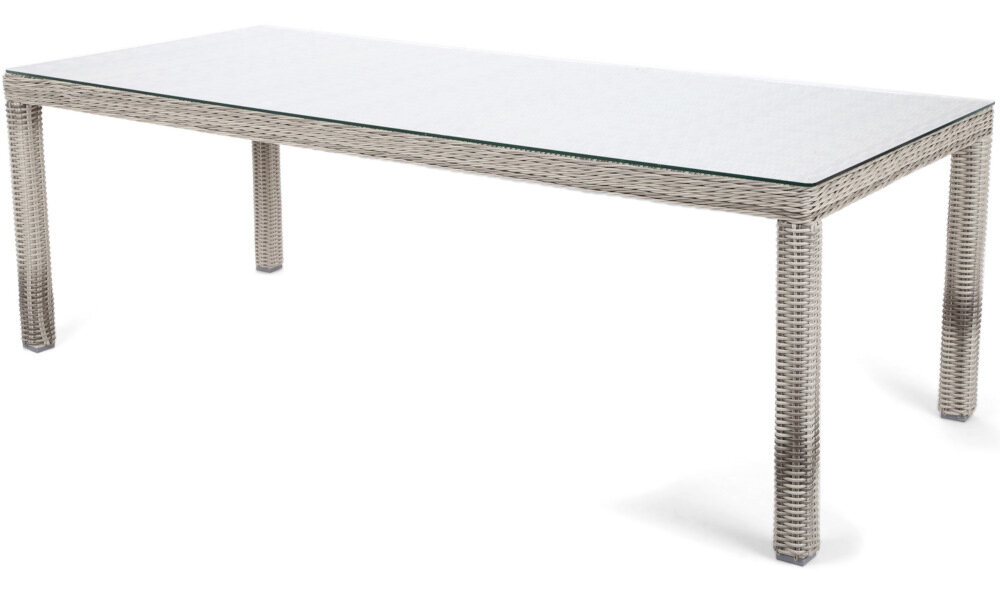 Zestaw mebli ogrodowych HOME & GARDEN Bristol 499320 Bristol 8+1 Szary stół duży blat ze szkła hartowanego o grubości 8 mm odporne na zarysowania wymiary 100 x 230 x 75 cm jednoczesne wsunięcie pod blat trzech foteli