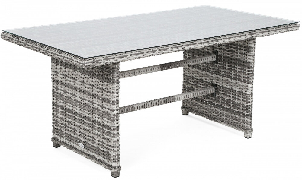 Zestaw mebli ogrodowych HOME & GARDEN Bergamo 456235 Szary duży stół z blatem ze szkła hartowanego o grubości5 mm szkło odporne na zarysowania wymiary 81 x 151 x 69 cm