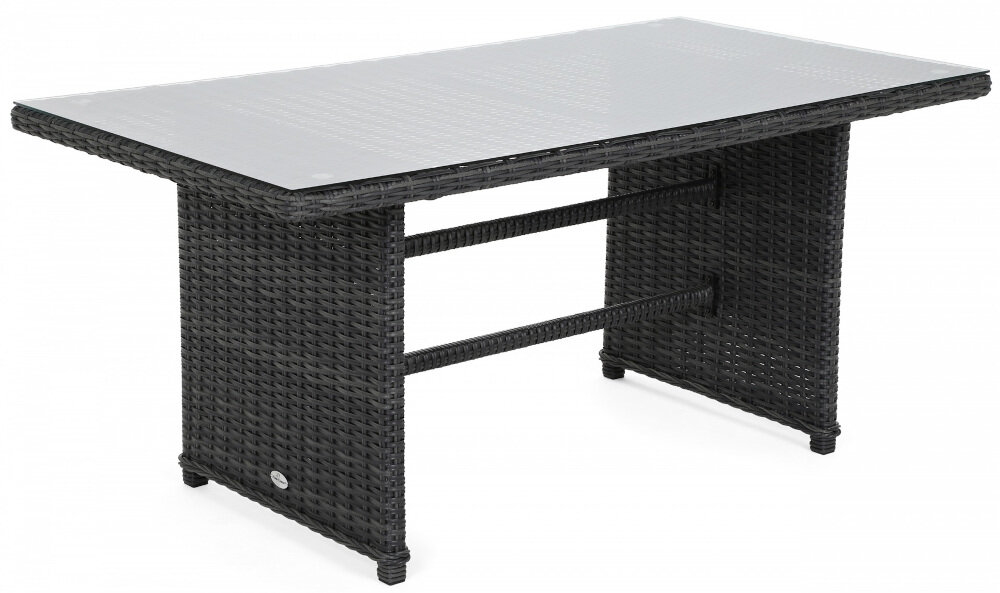Zestaw mebli ogrodowych HOME & GARDEN Bergamo 456852 Ciemnoszary duży stół z blatem ze szkła hartowanego o grubości5 mm szkło odporne na zarysowania wymiary 81 x 151 x 69 cm