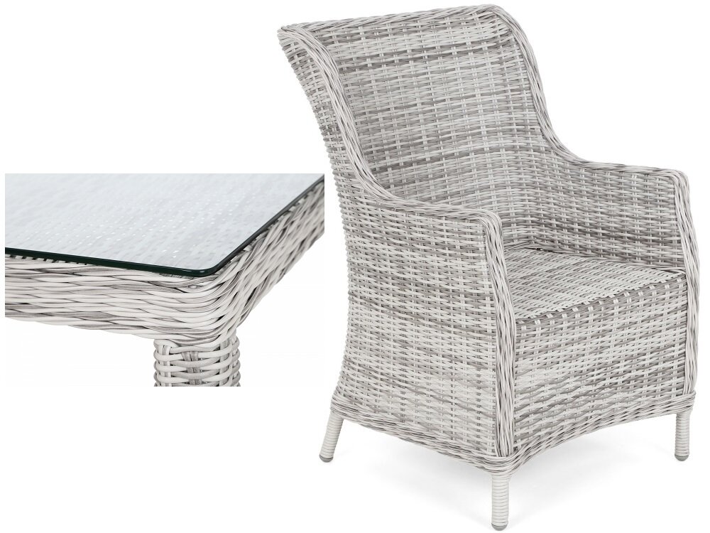 Zestaw mebli ogrodowych HOME & GARDEN Bristol 766805 Szary staranność dbałość o najmniejszy szczegół stelaż z malowanego proszkowo profilii z aluminium fotele  ręcznie plecionego technorattanu elegancki niepowtarzalny wygląd perfekcyjne wykonanie