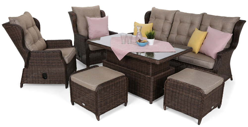 Zestaw mebli ogrodowych HOME & GARDEN Memfis 721593 Brązowy niesamowita aranżacja w ogrodzie wyska odporność na warunki atmosferyczne posłuży przez długi czas