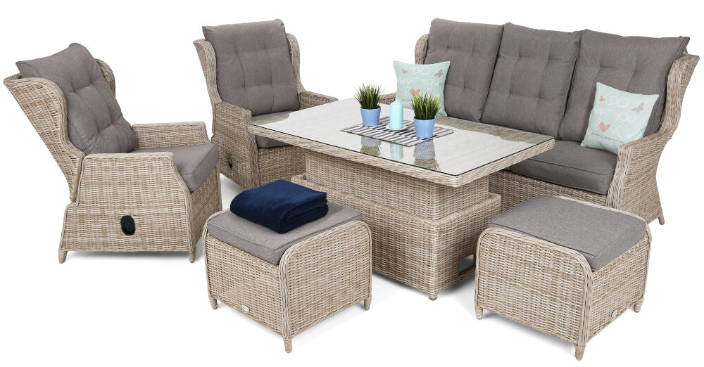 Zestaw mebli ogrodowych HOME & GARDEN Memfis 677683 Beżowy niesamowita aranżacja w ogrodzie wyska odporność na warunki atmosferyczne posłuży przez długi czas