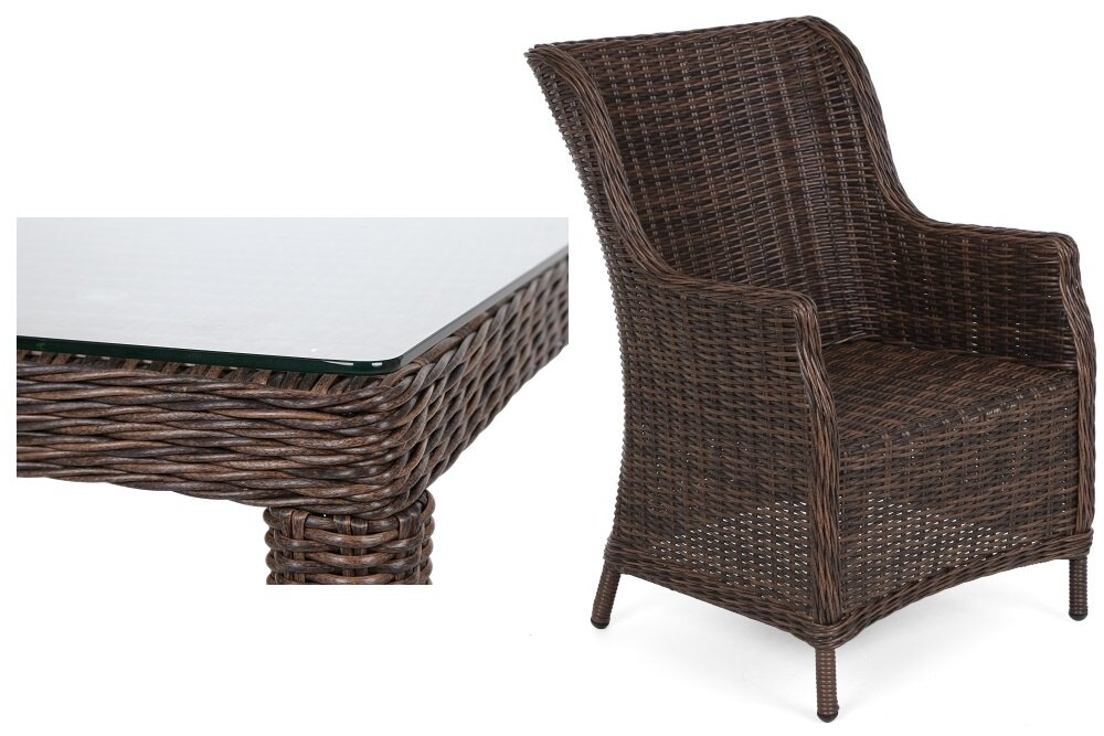 Zestaw mebli ogrodowych HOME & GARDEN Bristol 485021 Brązowy staranność dbałość o najmniejszy szczegół stelaż z malowanego proszkowo profilii z aluminium fotele  ręcznie plecionego technorattanu elegancki niepowtarzalny wygląd perfekcyjne wykonanie