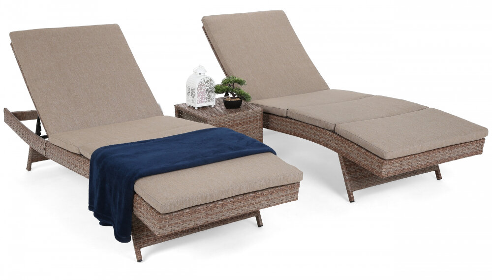 Zestaw mebli ogrodowych HOME & GARDEN Bora Bora 579326 Brązowy strefa relaks w ogrodzie dwa leżaki stolik w ponadczasowym stylu