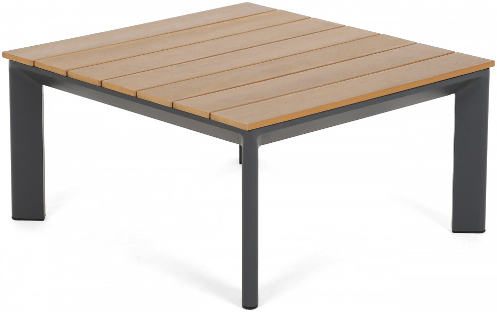 Zestaw mebli ogrodowych HOME & GARDEN Nicea 503477 Ciemnoszary stolik blat o grubości 1,1 cm z desek kompozytowych w ciepłym odcieniu drewna wymiary 65 x 65 x 34 cm