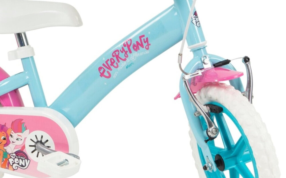 Rower dziecięcy TOIMSA My Little Pony 12 cali dla dziewczynki w niebiesko-różowej kolorystyce My Little Pony rama stalowa 8-calowa dostosowana do najmłodszych geometria roweru