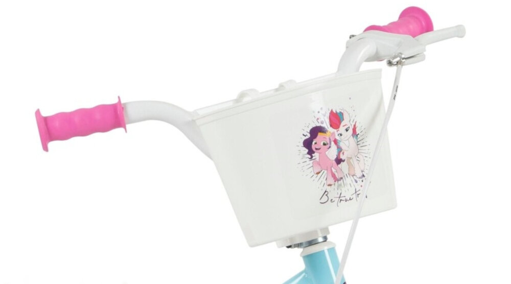 Rower dziecięcy TOIMSA My Little Pony 12 cali dla dziewczynki ukryty kierownicy pokryte antypoślizgowym materiałem kolorowa plakietka na kierownicę z postaciami My Little Ponya