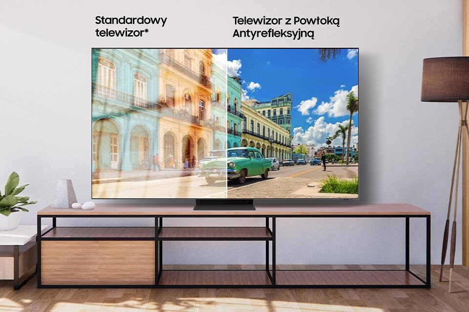 Powłoka antyrefleksyjna chroni ekran telewizora Samsung Neo Qled QN900C przed odblaskami światła zewnętrznego Powłoka antyrefleksyjna chroni ekran telewizora Samsung Neo Qled QN900C przed odblaskami światła zewnętrznego