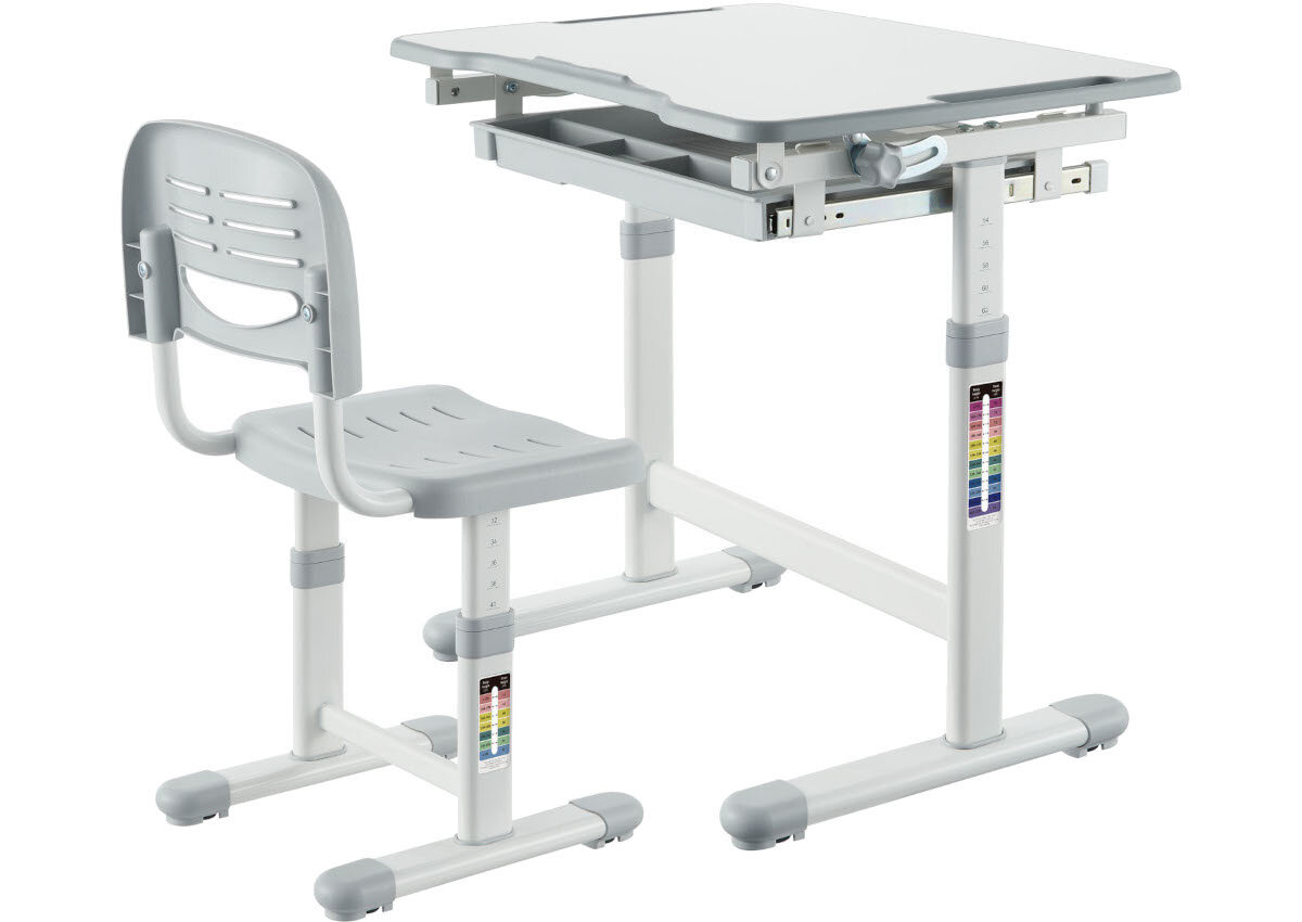 Biurko MOZOS DC-SET + Krzesło Szary wytrzymałość materiały stabilność trwałość