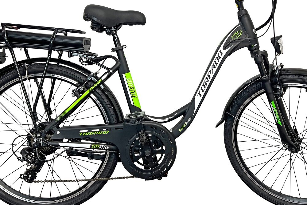 Rower elektryczny TORPADO Eolo M20 28 cali męski Czarny rama aluminium