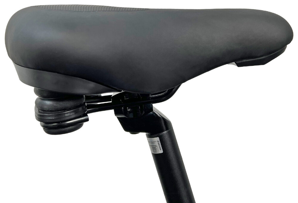 Rower elektryczny TORPADO Apollo M21 28 cali męski Czarno-zielony sztyca siodla marki ZOOM siodelko marki BEMATRIX typu CTB Comfort bardzo wygodne odpowiednia pozycja ciala komfortowa jazda