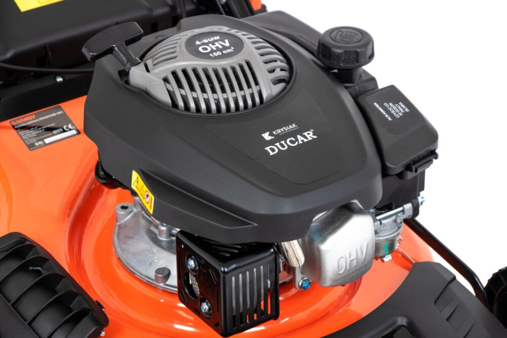 Kosiarka spalinowa HANDY DK46N150B-4W1 silnik czterosuwowy marki DUCAR model DV150 moc 2,6 kW pojemnosc 150 cm3 do ogrodow o powierzchnido 1200 m2 satysfakcjonujaca moc 3,5 KM moment obrotowy do 7,5 Nm