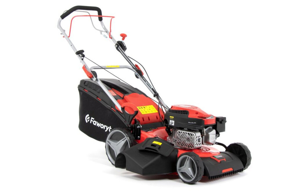 Kosiarka spalinowa FAWORYT WB46N170-3W1 koszenie z uwzględnieniem preferowanej wysokości trawy 30-80 cm centralna regulacja koszenia mechanizm sprężynowy 8-stopniowa skala