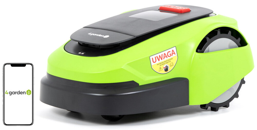 Robot koszący 4GARDEN AR900 sterowanie Wi-Fi czas pracy około 60 minut koszenie w czterech strefach system cięcia krawędzi tryb cięcia spiralnego i prostego