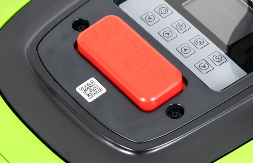 Robot koszący 4GARDEN AR900 sterowanie Wi-Fi przycisk awaryjny STOP kod PIN