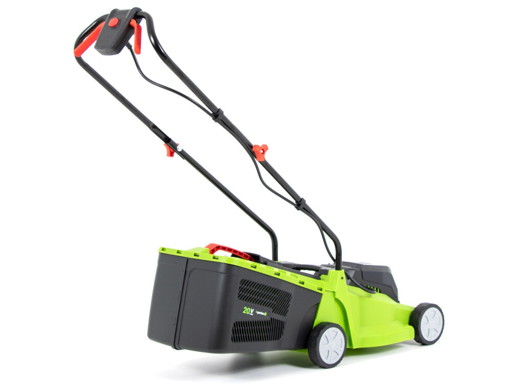 Kosiarka akumulatorowa 4GARDEN AM3221S solidna konstrukcja obudowa z wysokiej jakosci tworzywa sztucznego odpornosc na uszkodzenia mechaniczne uderzenia dzialanie warunkow atmosferycznych