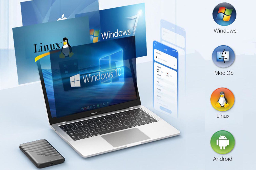 ORICO 25PW1 dyski HDD 2,5 cala 7 do 9,5 mm SATA 3.0 2.0 dyski SSD SATA 3.0 - ikonki systemów windows mac os linux android