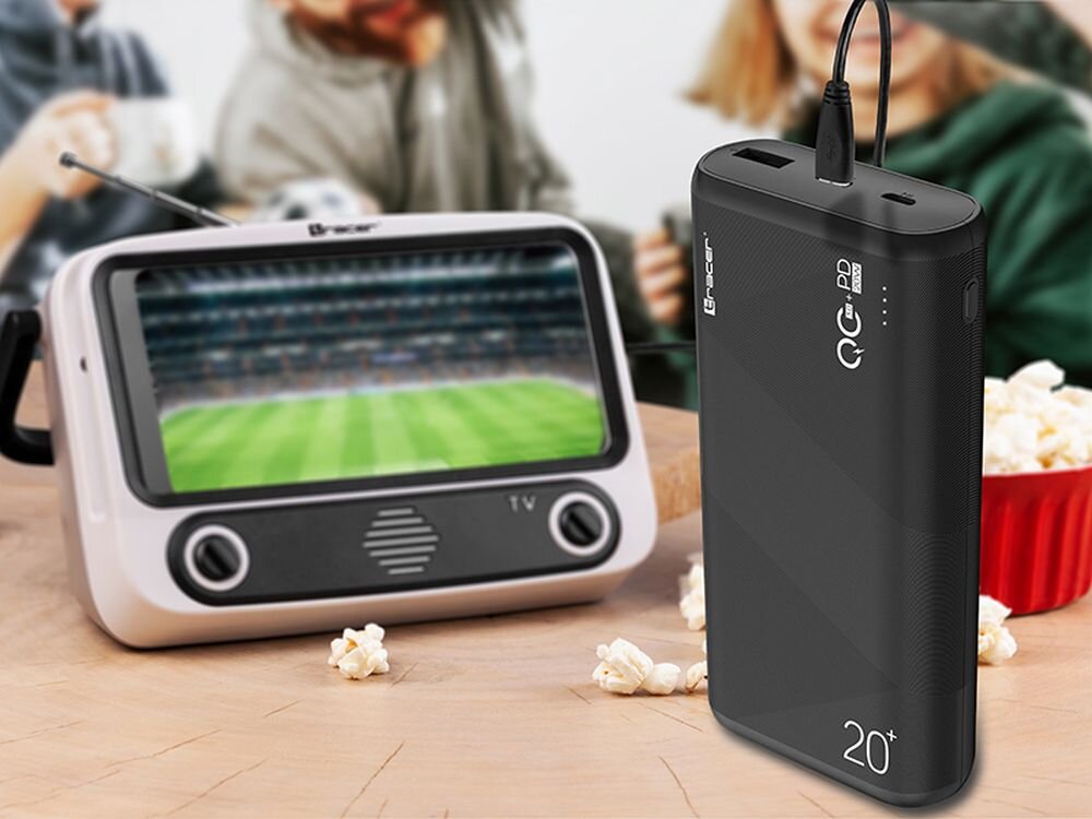 Powerbank TRACER Amos 20000 mAh 20W Czarny pojemnosc akumulator ladowanie