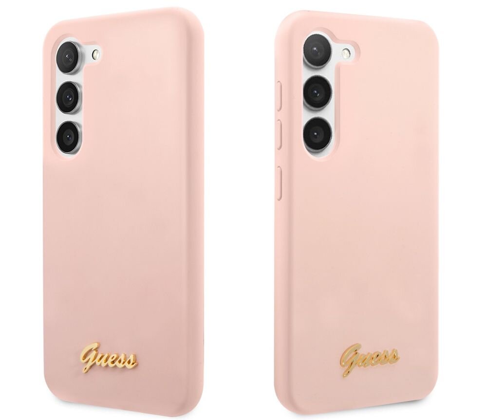 Etui GUESS Silicone Script Metal Logo   smartfon ochrona styl różowy dopasowanie wykonanie 