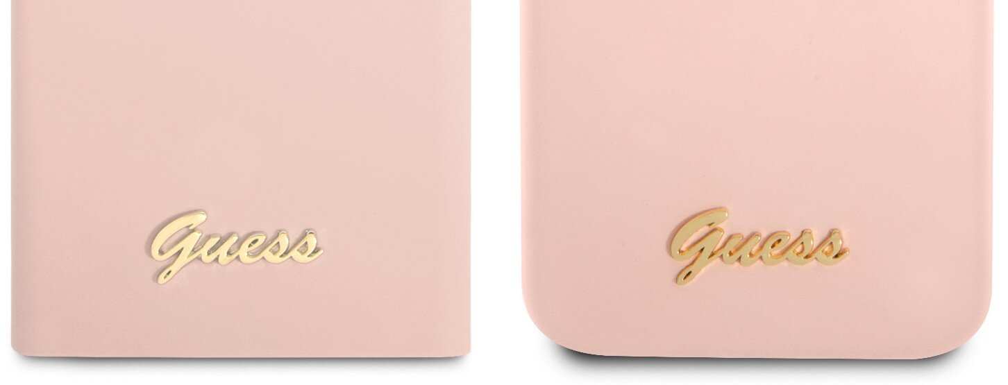 Etui GUESS Silicone Script Metal Logo   smartfon ochrona styl różowy dopasowanie wykonanie 