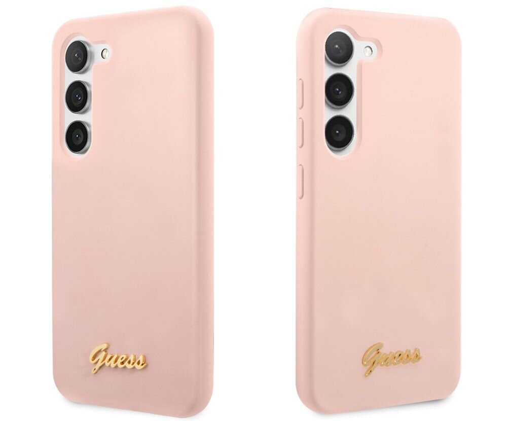 Etui GUESS Silicone Script Metal Logo smartfon ochrona styl różowy dopasowanie wykonanie