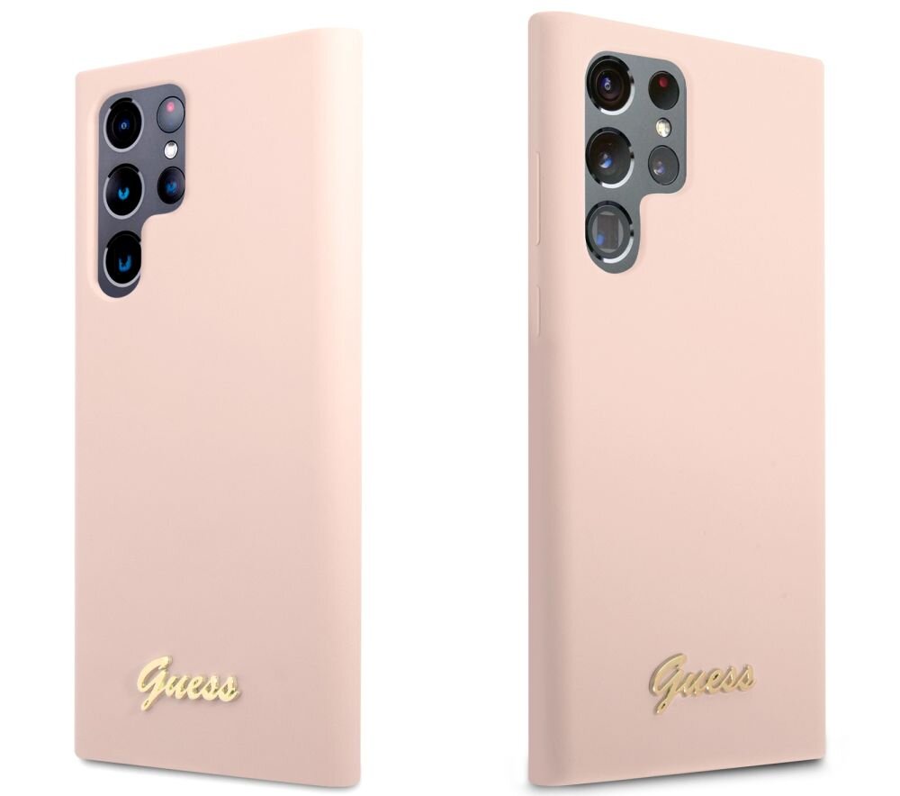 Etui GUESS Silicone Script Metal Logo smartfon ochrona styl różowy dopasowanie wykonanie