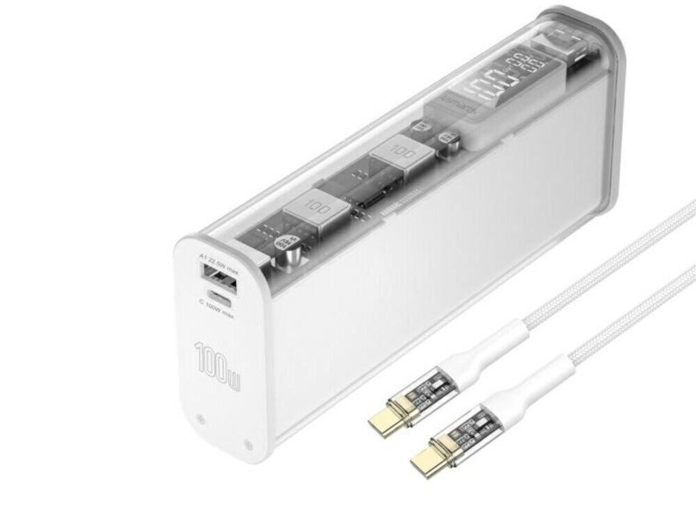 Powerbank 4SMARTS Lucid Block - powerbank z kablem na białym tle